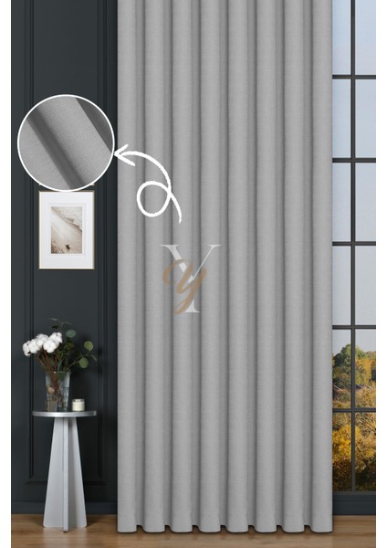 Keten Fon Perde V-4013 Taş