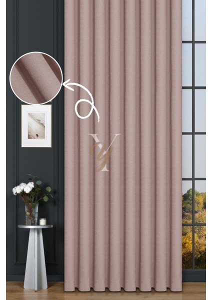 Keten Fon Perde V-4028 Açık Pembe