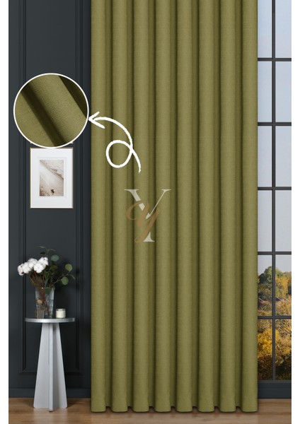 Keten Fon Perde V-4024 Fıstık Yeşili