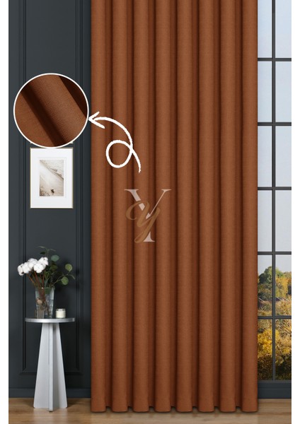 Keten Fon Perde V-4022 Turuncu