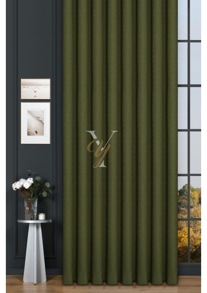 Keten Fon Perde V-4025 Çam Yeşili fiyatları