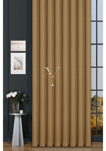 Keten Fon Perde V-4021 Hardal fiyatları