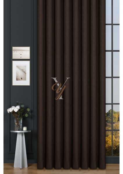 Keten Fon Perde V-4012 Acı Kahve fiyatları