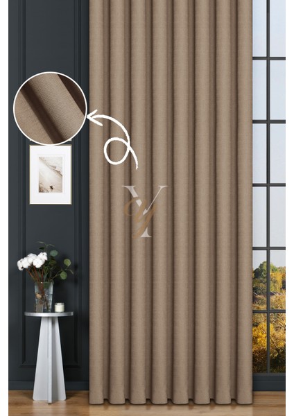 Keten Fon Perde V-4010 Latte