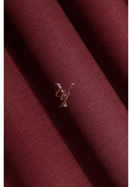 Keten Fon Perde V-4035 Kırmızı modelleri