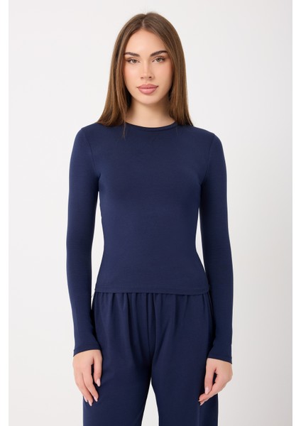 Ultra Soft Penye Modal Yuvarlak Yaka Bluz fırsatları