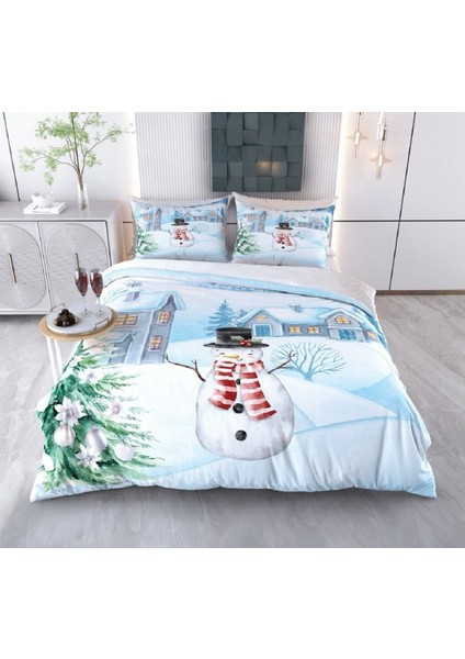Yılbaşı Temalı 3D Baskılı Çift Kişilik Nevresim Takımı -Model 2098