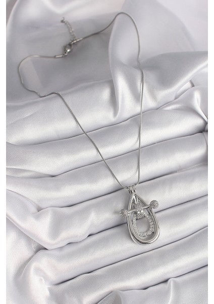 316L Çelik Gümüş Renk Zirkon Taşlı Damla Model Kadın Kolye - TJ-BKO9606 fiyatları