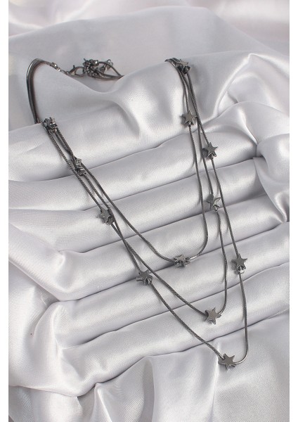 Pirinç Füme Renk 3'lü Yıldız Model Kadın Kolye - TJ-BKO9623 fiyatları