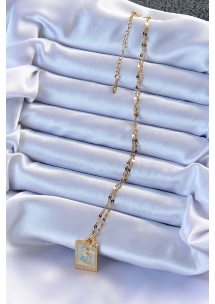 316L Çelik Zincir Altın Renk Mavi Mineli Tarot Kolye - TJ-BKO9211 fiyatları