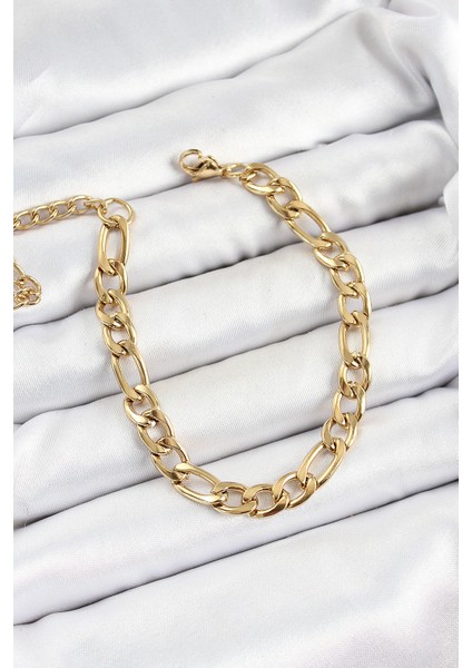 316L Çelik Gold Renk Kalın Zincir Erkek Bileklik - TJ-EB3737