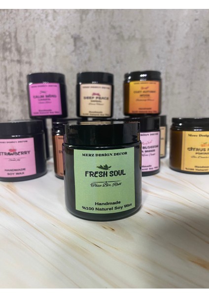 Amber Cam Kavanozda Çam Kokulu %100 Doğal Bitkisel Içerikli Soya Wax Mum