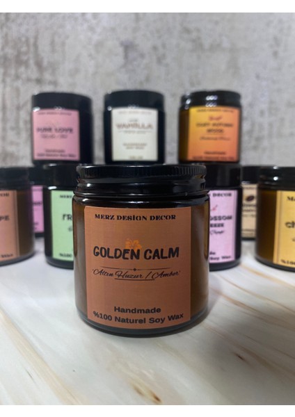 Amber Cam Kavanozda Amber Kokulu %100 Doğal Bitkisel Içerikli Soya Wax Mum