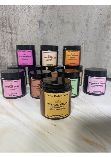 Amber Cam Kavanozda Portakal Kokulu %100 Doğal Bitkisel Içerikli Soya Wax Mum