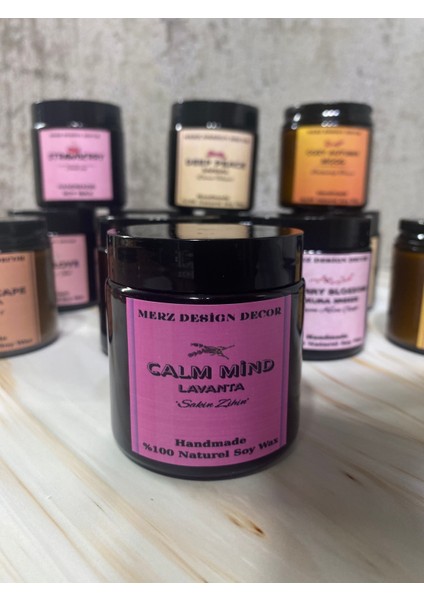 Amber Cam Kavanozda Lavanta Kokulu %100 Doğal Bitkisel Içerikli Soya Wax Mum
