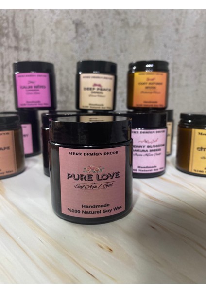 Amber Cam Kavanozda Gül Rose Kokulu %100 Doğal Bitkisel Içerikli Soya Wax Mum