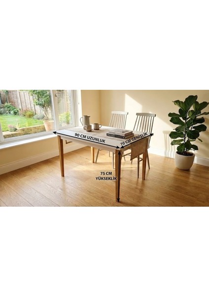 Iskandinav Tarzı Modern Çalışma ve Yemek Masası - 90X70 cm Ahşap Ayahlı 1.sınıf Beyaz Mdf