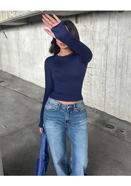 Kadın Belize Parmak Geçmeli Bisiklet Yaka Bluz, Modal Kumaş Body indirimleri