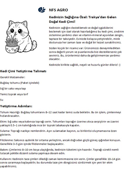 Kedi Çimi Tohumu 750 Gram modelleri