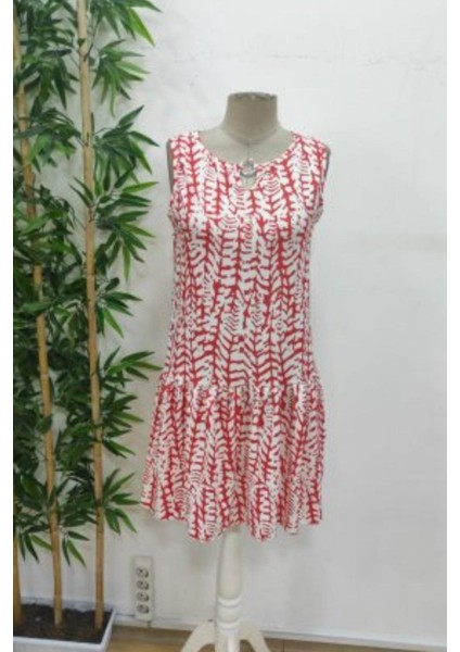 Kolsuz Halka Detaylı Desenli Bürümcük Elbise - Turuncu fırsatları