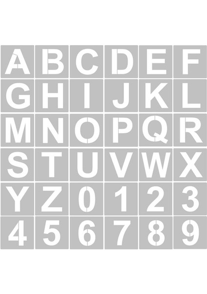 Tekrar Kullanılabilir Harf ve Sayı Boyama Şablonu 12,7cm 36 Adet
