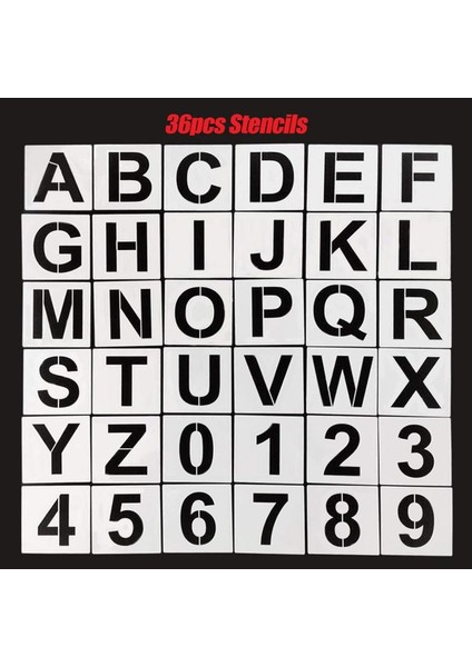 Tekrar Kullanılabilir Harf ve Sayı Boyama Şablonu 12,7cm 36 Adet fiyatları