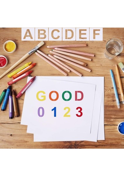 Tekrar Kullanılabilir Harf ve Sayı Boyama Şablonu 12,7cm 36 Adet modelleri