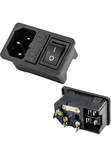 IC-214A C14 Soket Erkek Anahtarlı+Fuseli Kulaksız Ul Sertifikalı