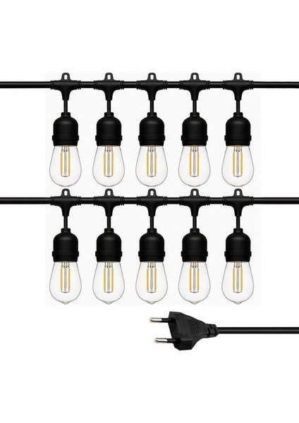 Ledx KB00002 10'lu E27 Duy Sıralı 10 Metre Lamba Kablosu (10 Adet Duy Içerir)