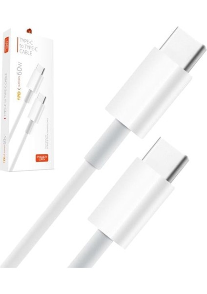Powerway PD60 Type-C To Type-C 60W 1 Metre Hızlı Şarj ve Data Kablosu