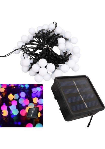 Winnboss Ekl-12 7 Metre 50 Top Ledli Renkli 8 Modlu Solar Panelli Dış Mekan Aydınlatma LED 5 Watt