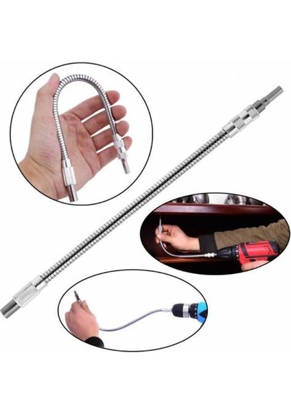 PM-20507 Esnek Bükülebilir Matkap Uzatma Hortumu 1/4 Bits Ucu 400MM