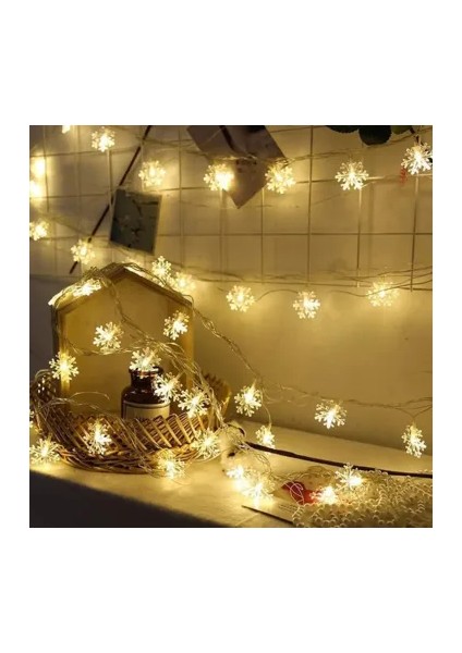 10M 60 LED Kar Tanesi Işık – Gün Işığı, 8 Mod, Fişli ve Uzatılabilir Yılbaşı Aydınlatması