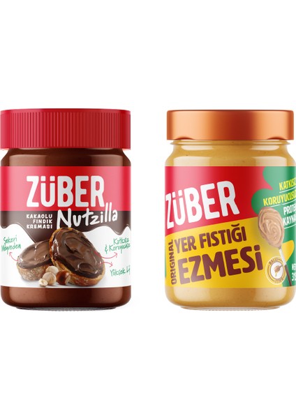 Nutzilla Fındık Kreması + Original Fıstık Ezmesi (Bal İlaveli)