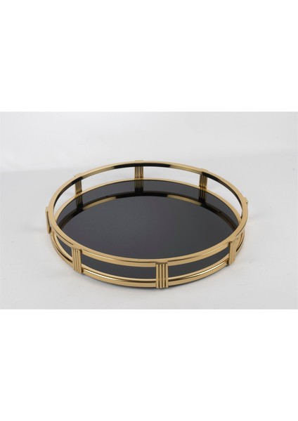 Gold Siyah Camlı Tepsi 38X5 cm
