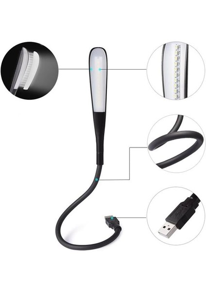 PM-24561 14 Ledli Siyah Esnek USB LED Lamba
