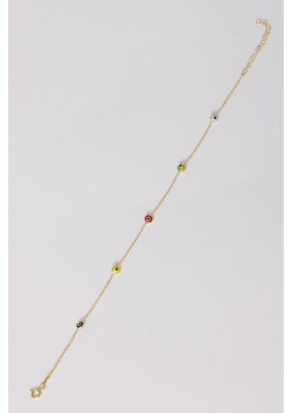 925 Ayar Gümüş Halhal Altın Yaldızlı Nazar Boncuklu Cam Göz Halhal SGTL13179GOLD fiyatları