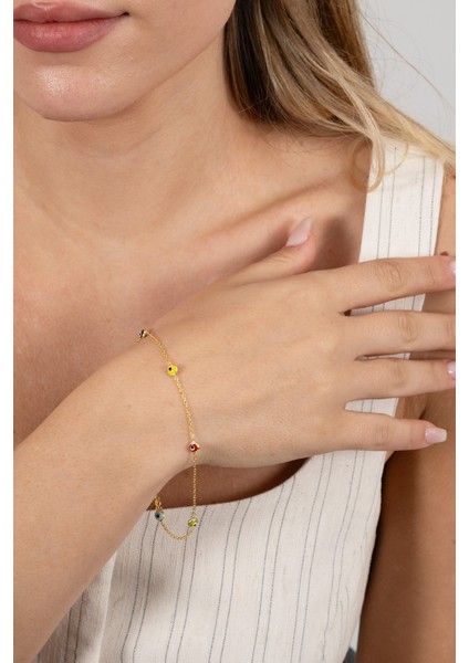 925 Ayar Gümüş Halhal Altın Yaldızlı Nazar Boncuklu Cam Göz Halhal SGTL13179GOLD modelleri