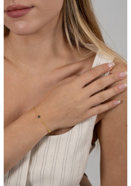 925 Ayar Gümüş Halhal Altın Yaldızlı Nazar Boncuklu Cam Göz Halhal SGTL13179GOLD fırsatları