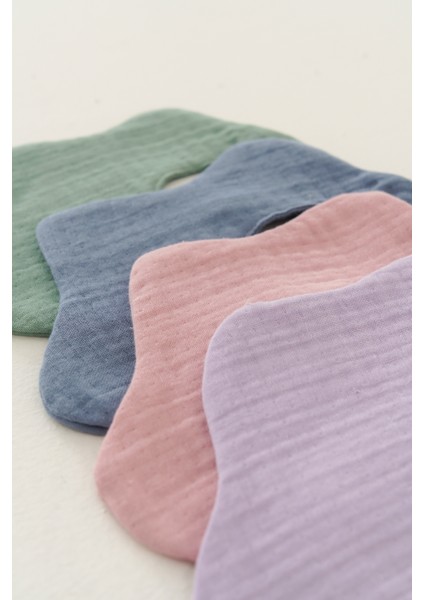 4'lü Organik Pamuk 8 Katlı Multi Müslin Çiçek Bebek Salya ve Mama Önlük, Fular, Yakalık