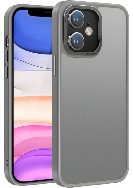 Galaxy A52 ile Uyumlu Köşe Korumalı Buzlu Saydam Metal Koruma Çerçeveli Kamera Korumalı Kılıf