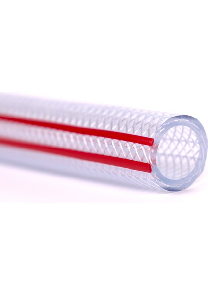 Bahçe ve Tarla Hortumu - Şeffaf Pvc - Süper Ekstra Örgülü 6X12 (1 Metre) (Iç Çap:6 mm Dış Çap: 12 Mm)