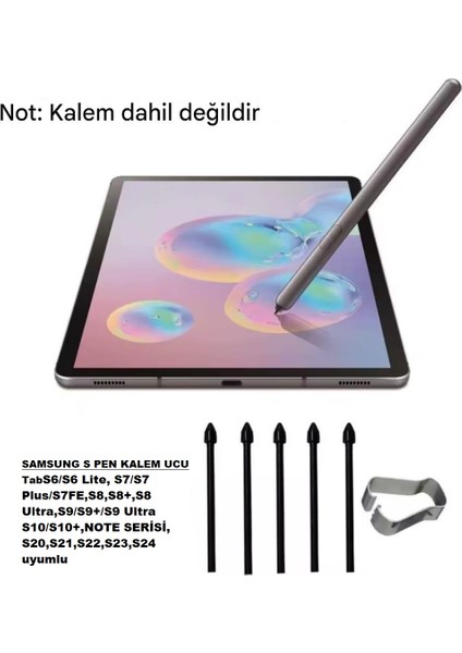 Samsung Galaxy Tab S11 / S11 Ultra Yedek Kalem Ucu 5 Tane S Pen Uyumlu (Ekranı Kirletmez)