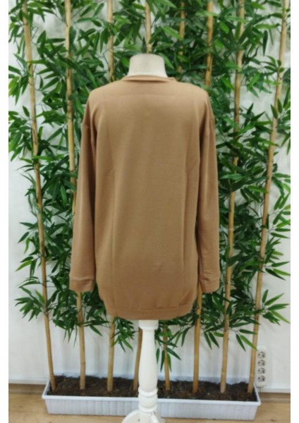 Bisiklet Yaka Iki Iplik Mini Elbise - Bej indirimleri