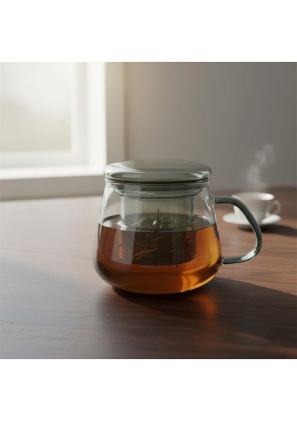 Borosilikat Cam Bitki Çayı Demleme Kupası | Cam Süzgeçli ve Cam Kapaklı Fincan | 350 ml | Tek Kişilik Çay Bardağı (Tombul Füme Rengi) modelleri