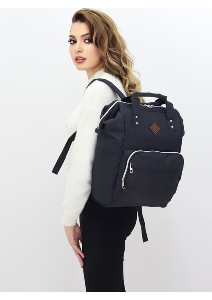 Termal Bölmeli Siyah Anne Bebek Sırt Çantası Geniş Hacimli Su Geçirmez Bakım Çantası Puset Uyumlu fiyatları