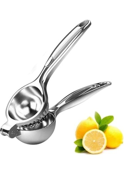 Profesyonel Paslanmaz Çelik Limon Sıkacağı, Manuel Narenciye ve Limon Presi, Ergonomik Kollu, Kolay Yıkanabilir, Büyük Boy (24 Cm)