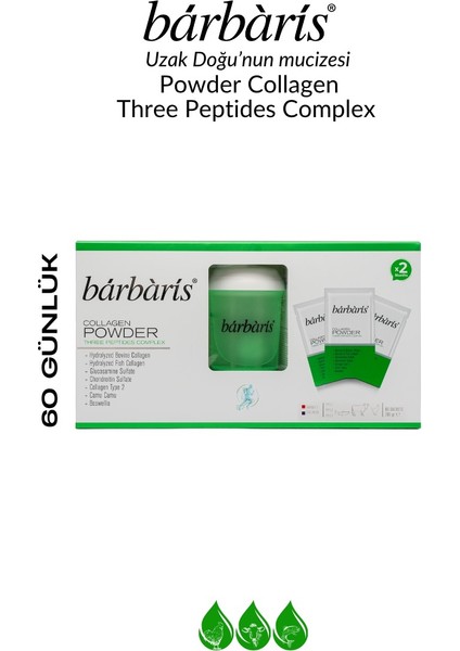 Kolajen Powder Three Peptides Complex (Balık-Sığır-Tavuk) Tip 1-2-3 / 30 Şase 2 Paket