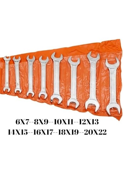 8’li Çatal Ağız Anahtar Seti – 6x7, 8x9, 10X11, 12X13, 14X15, 16X17, 18X19, 20X22 Mm, Krom Vanadyum Çelik, Taşıma Çantalı fiyatları