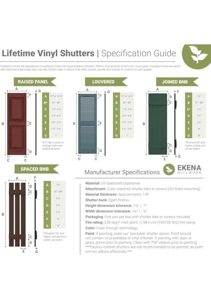 Ekena Millwork LVSL0012RD 7,62 cm Ömür Boyu Panjur, Bordo Kırmızı (12/çanta), Sayım